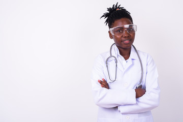 Portrait of young beautiful African woman doctor