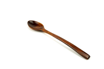 Top view Wooden spoon isolated on white background clipping path.