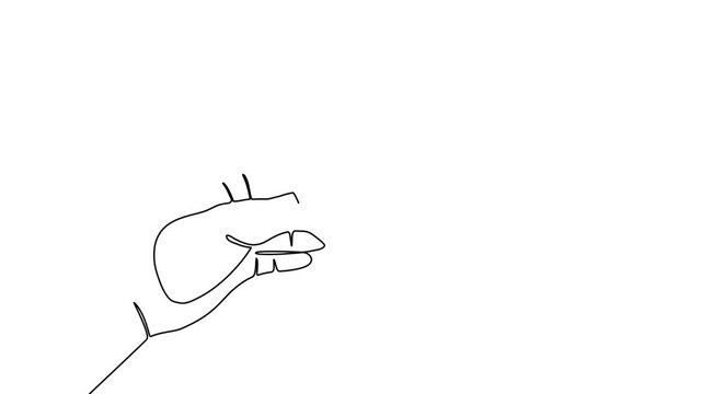 Hand holding heart one continuous line drawing. Concept of giving love. 4K video animation with alpha channel.