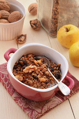 Healthy breakfast with granola and milk