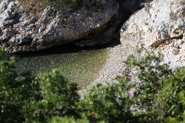 rocky beach from the top