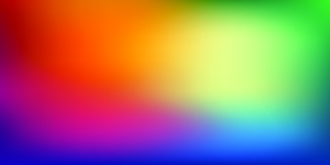 Abstract blurred gradient mesh background in bright rainbow colors. Colorful smooth banner template. Easy editable soft colored vector illustration