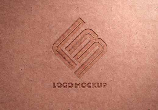 Debossed Logo on Recycled Paper Texture Mockup
