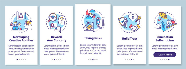 Proactive lifestyle onboarding mobile app page screen with concepts