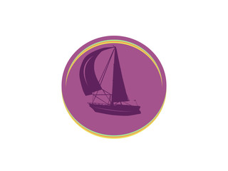 Sailboat - vector logo concept illustration. Ship sign.