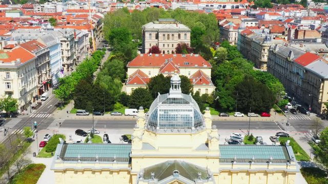 Zagreb, capital of Croatia, King Tomislav square landmarks aerial view in spring