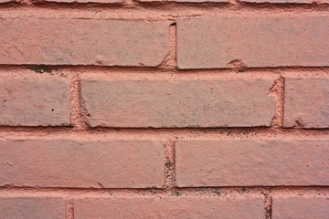 Beautiful pink brick wall close up view