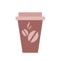 Disposable cardboard cup with coffee. Vector isolated illustration.