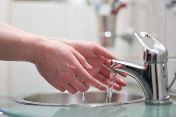 close up of Female hands washing
