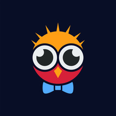 cartoon owl with a touch of clean and simple technology