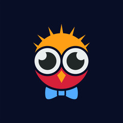 cartoon owl with a touch of clean and simple technology