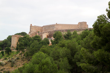 Fototapeta na wymiar Panoramic view of the beautiful Sagunto old medieval castle in Spain