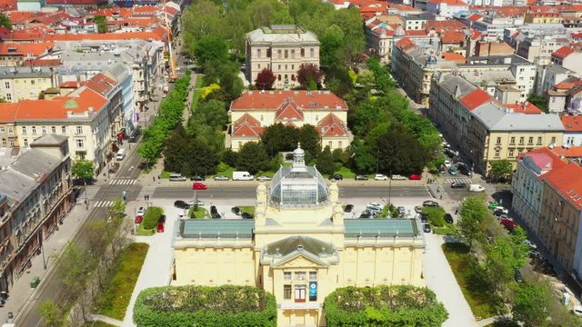 Zagreb, capital of Croatia, King Tomislav square landmarks aerial view in spring