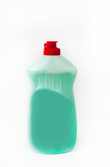 
Bottle with detergent and disinfectant on a white background