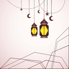 Ramadan lanterns with orange light