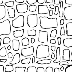 Obraz premium Stones handdrawn seamless black and white pattern. Vector illustration.