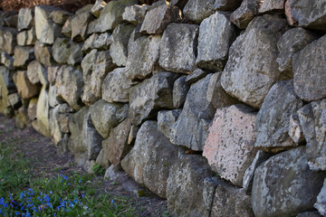 
Stone fence along the walkway