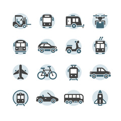 transport vehicle vector icons set