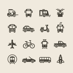 transport vehicle vector icons set