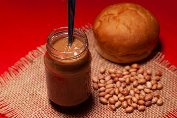peanut butter in glass jar 