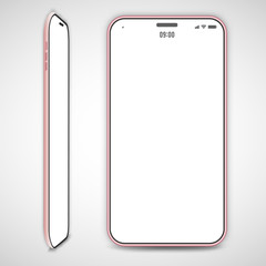 Mobile Phone collection Vector Mockup With Perspective Views. Smart phone  all color screens Isolated on white Background. vector illustration.