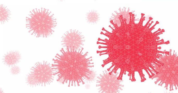 Coronavirus Covid-19 Digital Model Red Polygone. 3d Animation of 2019-ncov Chinese Corona Virus Modern Style. Medical Concept. 4k Ultra HD 4096x2160