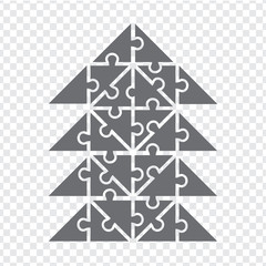 Simple icon polygonal puzzle in gray. Simple icon polygonal puzzle of twenty six elements on transparent background.  The Fir. Vector illustration EPS10.