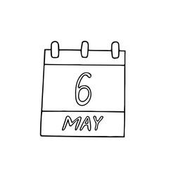 calendar hand drawn in doodle style. May 6. Day, date. icon, sticker, element