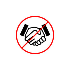 Stop Handshake sign. Handshake forbidden sign. Handshake ban icon isolated on white background