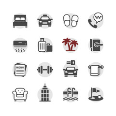 Hotel service vector icons set