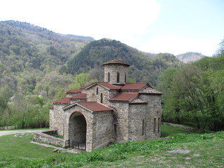 Middle temple. Ancient Christian Church of Alanya in the Caucasus Mountains. Russia, Karachay-Cherkessia, Arkhyz.