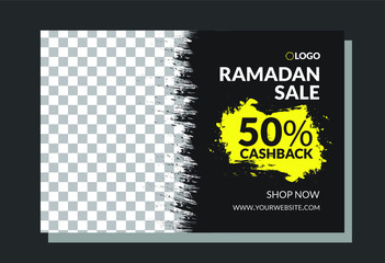 Ramadan Sale banner or background with brush style design, discount concept, vector illustration