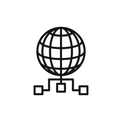 internet icon,globe icon for websites and apps. Flat line vector illustration

