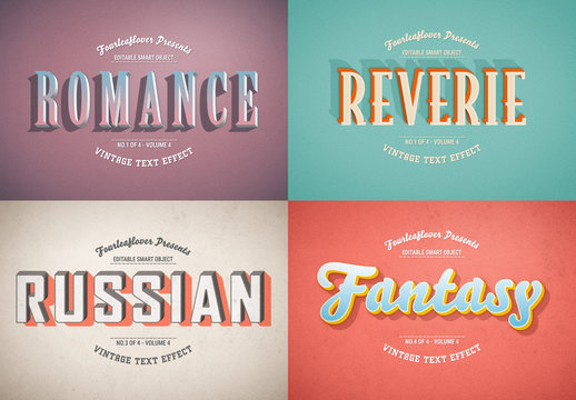 Retro Text Effect Mockup Bundle