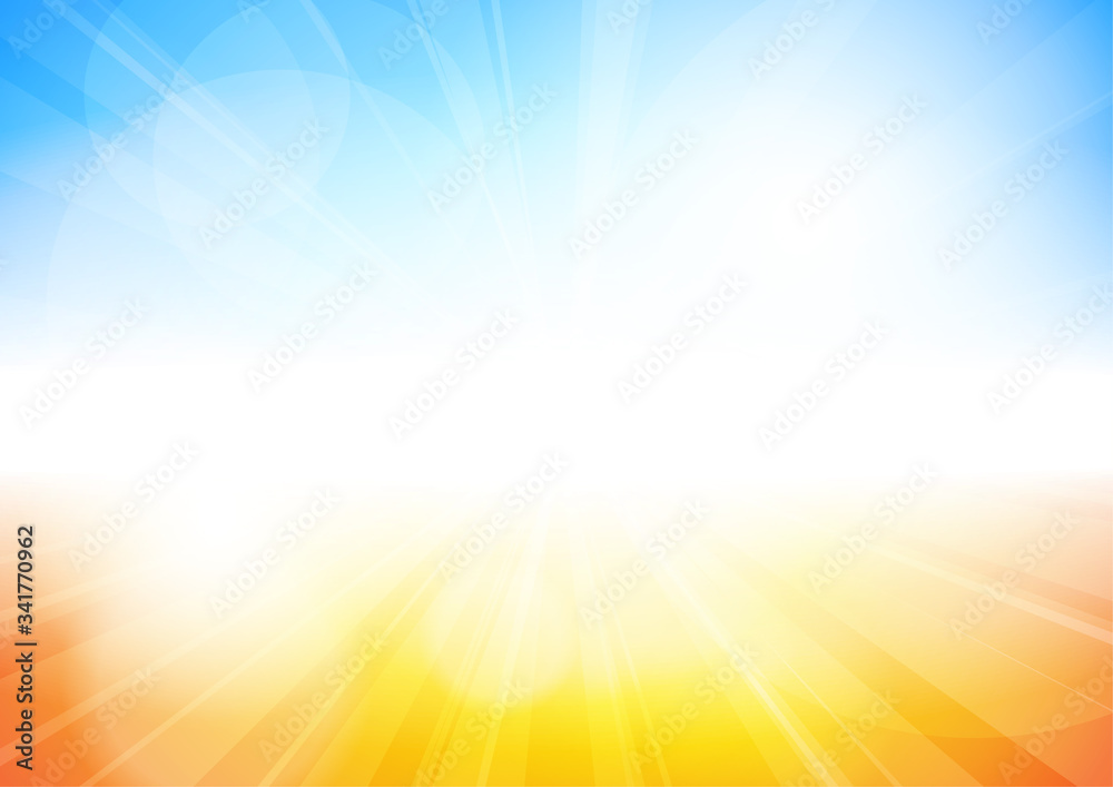 Poster Vector : Abstract yellow and orange sun shine with bokeh