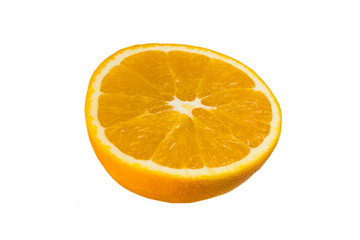 cut orange on a white isolated background