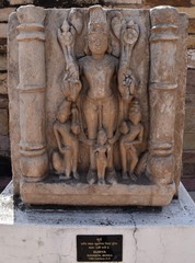 Gwalior, Madhya Pradesh/India - March 15, 2020 : Sculpture of Surya built in 13th Century A.D.