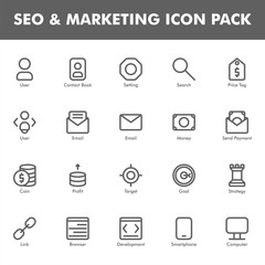 Seo & Marketing icon pack isolated on white background. for your web site design, logo, app, UI. Vector graphics illustration and editable stroke. EPS 10.