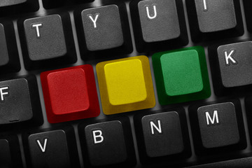 Three keys conceptual keyboard - Red, Yellow and Green keys