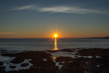 Sunset at the beach of the city of punta del Leste in Uruguay