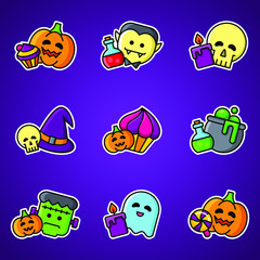 Set of Halloween icons. Vector illustration