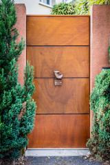 Modern wood door closed in a estate