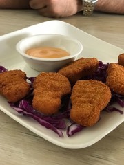 fried chicken nuggets with sauce