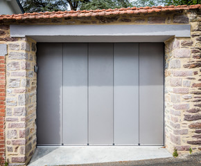 A modern garage door in an estate