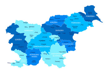 Slovenia map. Cities, regions. Vector