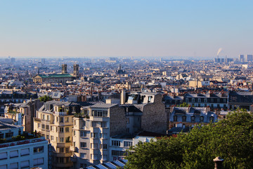 Aerial view of Paris from the Butte Montmartre, France