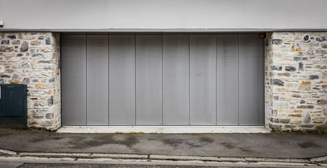 A modern garage door in an estate