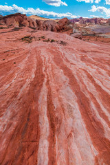 The Striated Sandstone Slickrock of Fire Wave in Fire Valley, Valley of Fire State Park, Nevada, USA