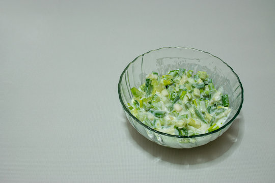 Fresh green onion with home made yoghurt salad