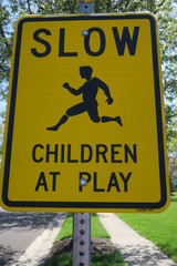 Slow Children At Play Sign, Close Up